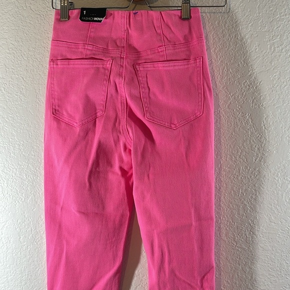 FASHION NOVA Pull On No Gap Stretch Color Skinny Jeans Hot Pink Size 1 NEW - Picture 7 of 12